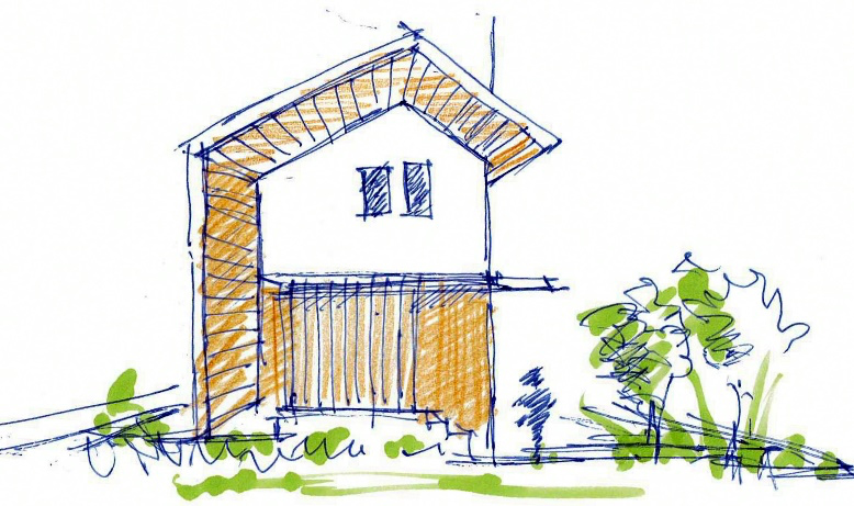 高台に建つ二人暮らしの家